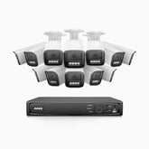 HZ804 - 4K 16 Channel 12 Cameras PoE Security System, 4X Optical Zoom, 2.8 - 12 MM Motorized Varifocal Lens, Smart Dual Light Night Vision, Motion Detection 2.0, Built-in Microphone, Siren & Strobe Alarm, Upgraded Version